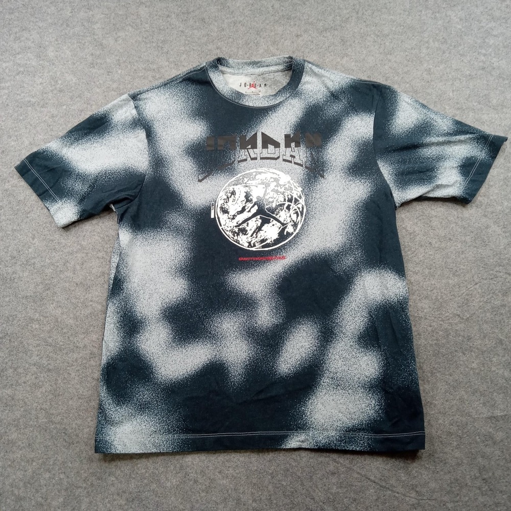 Jordan Shirt Mens Small Black White Spray Paint Graphic Basketball Tee 30862